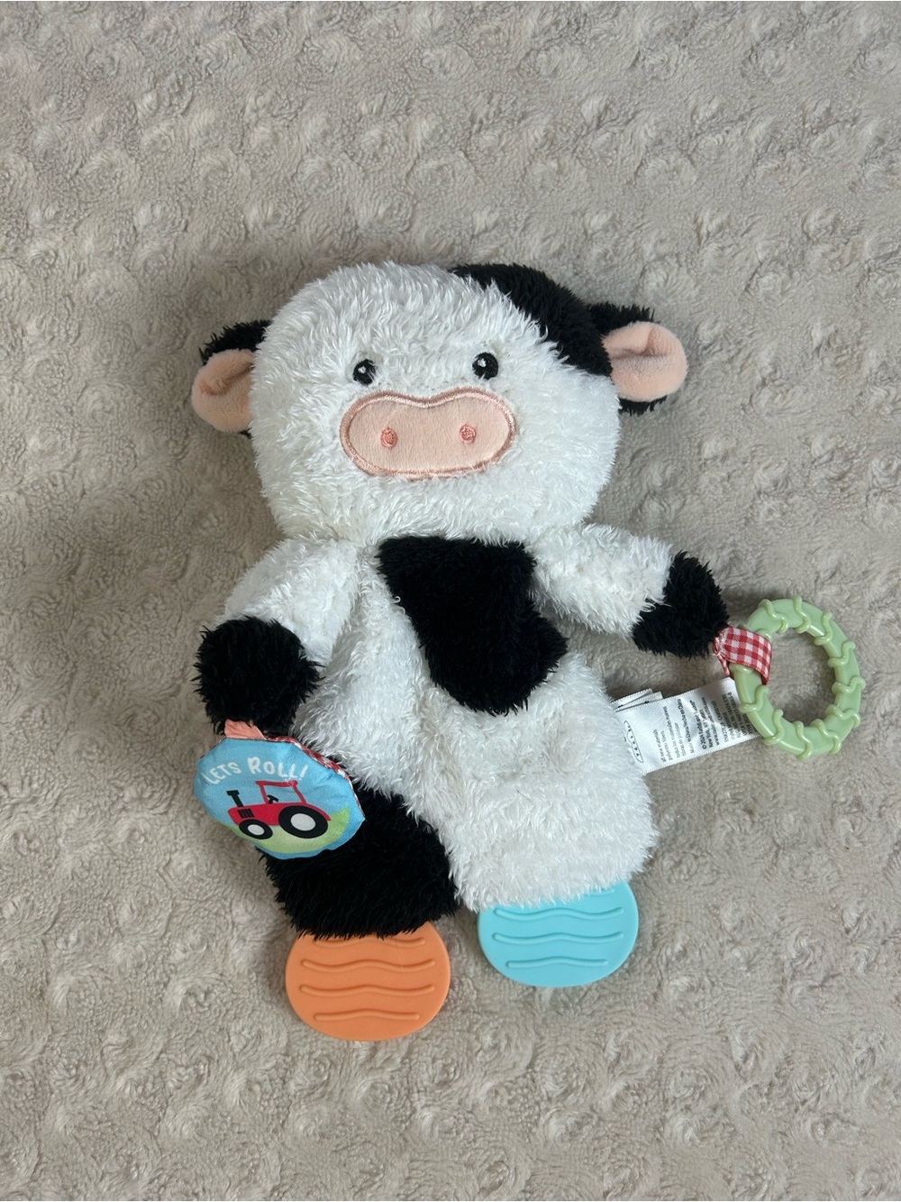 Magic Years Cow Lovey Security Blanket Teether Baby Toy Black White Lets Roll